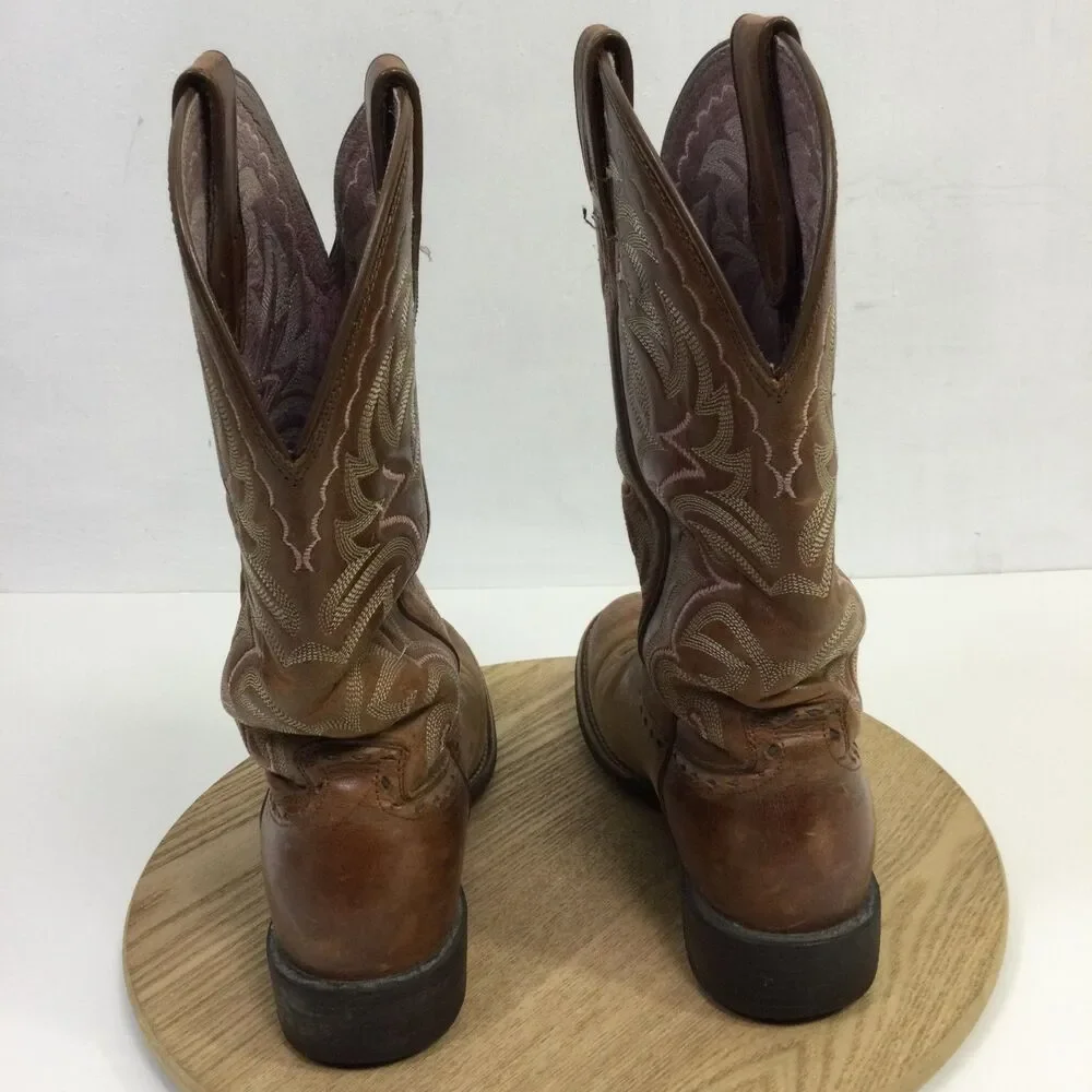Ariat Womens Heritage Boots Leather Western Stitch Mid Calf Brown Size 7B - Picture 3 of 14
